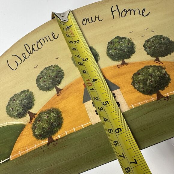 Vintage Folk Art Welcome Sign S+R Marano '94 Hand Painted Farmhouse Country Wall - Picture 12 of 15